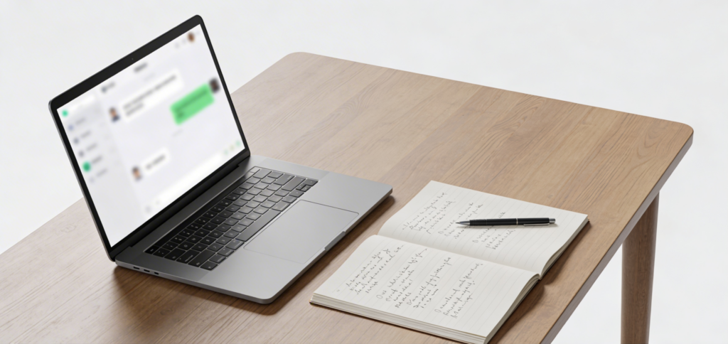 Notebook on desk